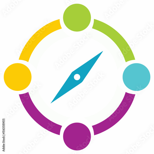 Multicolor Navigation Diversity Compass Vector Logo.