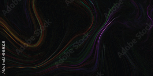 Flowing colorful streams design in darkness depicting energy or cosmic fluidity in artistic expression for visualization