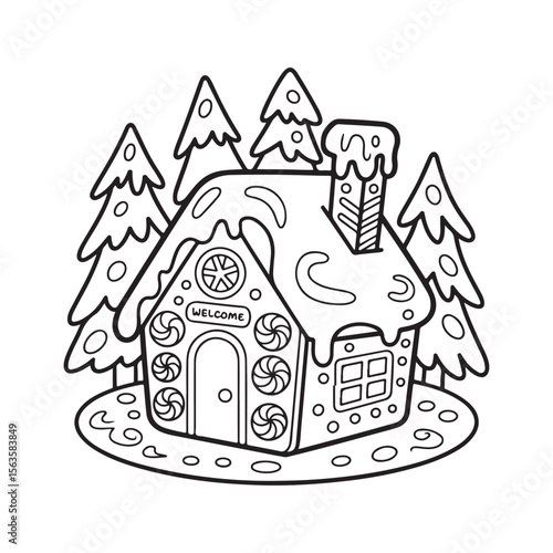 cute candle with holly bold & easy cute christmas coloring page,  Whimsical Gingerbread House Coloring Pages for Kids & Adults, Christmas Coloring Pages, bold & easy cozy winter coloring book pages, 
