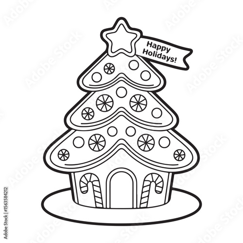 cute candle with holly bold & easy cute christmas coloring page,  Whimsical Gingerbread House Coloring Pages for Kids & Adults, Christmas Coloring Pages, bold & easy cozy winter coloring book pages, 