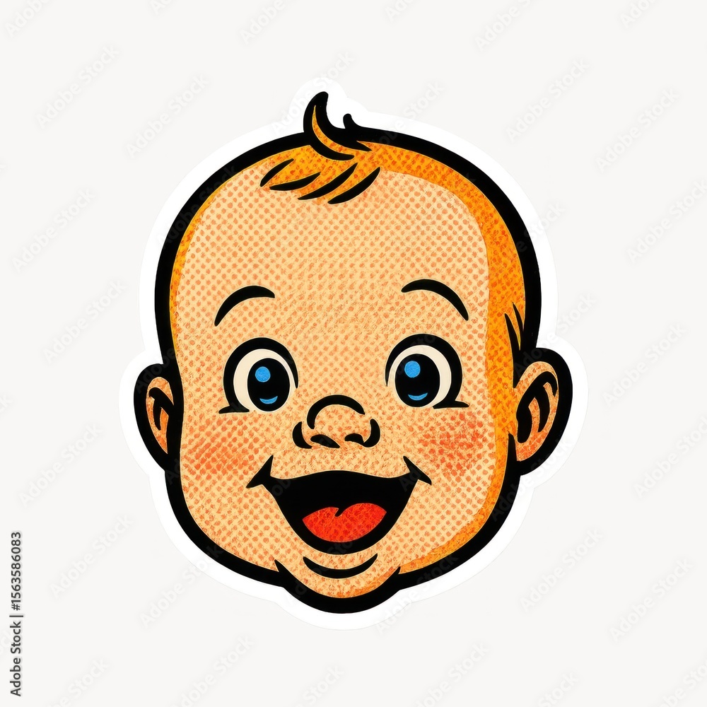 Fototapeta premium Retro baby face illustration