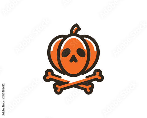 Halloween pumpkin skull and crossbones icon