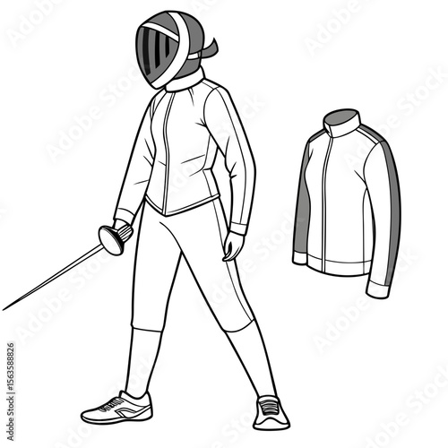 Fencer with foil and separate jacket fencing sword