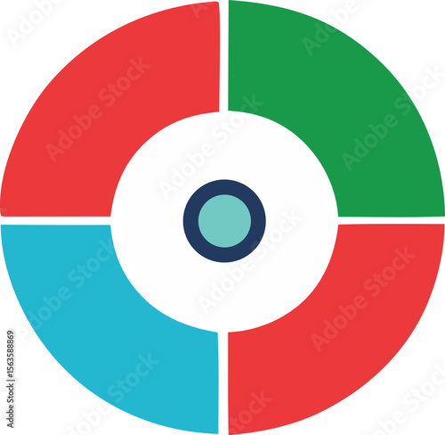 Wallpaper Mural Abstract circular diagram with four color segments and concentric circles in the center Torontodigital.ca