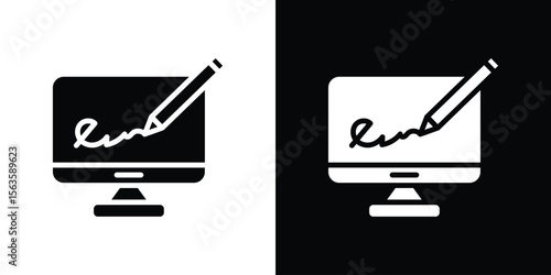 Electronic signature icon illustration vector simple designs