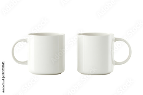Pair of plain white mugs, perfect for mockup designs.