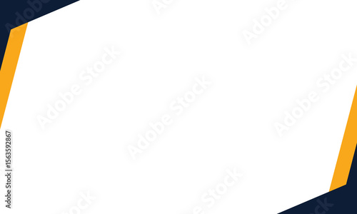 Abstract background with angled navy blue corners and orange edge accents on a white backdrop. Perfect for use in banners, business designs, presentation slides, or digital templates.