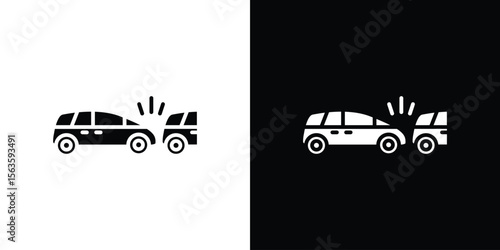 Rear end collision icon illustration vector simple designs