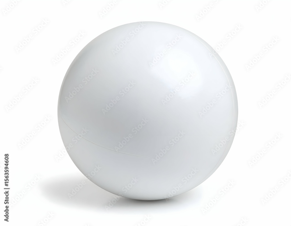 Obraz premium A perfectly smooth, glossy white sphere rests gracefully, casting a soft shadow on a pristine background.