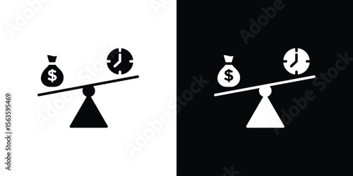 Time and money compare scale icon illustration vector simple designs