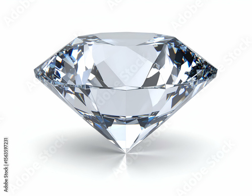An exquisite brilliant-cut diamond gleams with unparalleled clarity and dazzling light on a pristine white surface.
