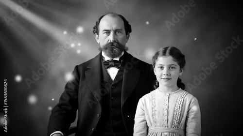 Animated Living Photo Portrait of a Victorian Father and Daughter