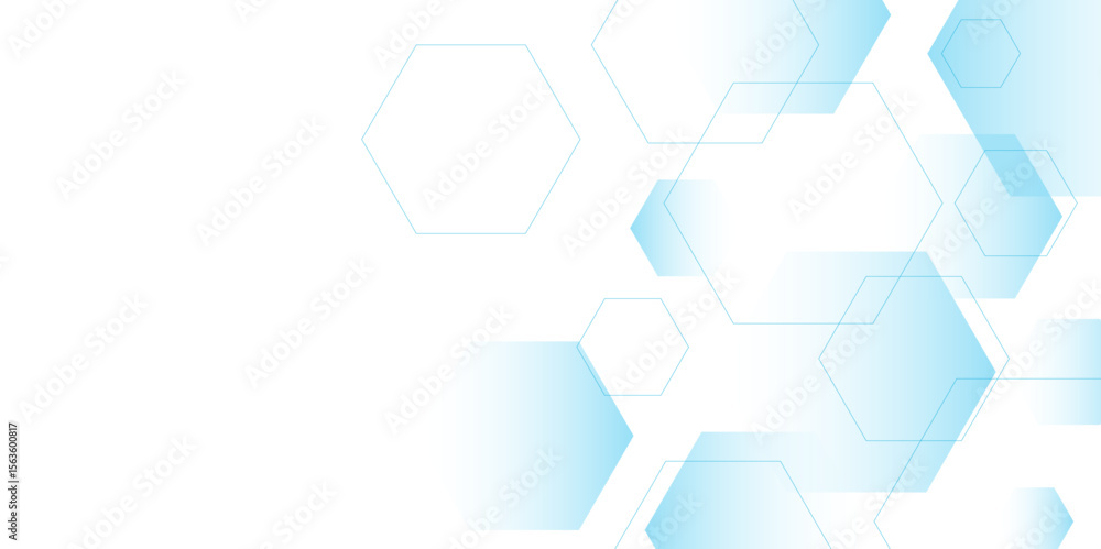 white and blue technology hexagonal abstract background. Abstract blue hexagon or digital technology background. Vector abstract graphic design banner pattern presentation background web template.	