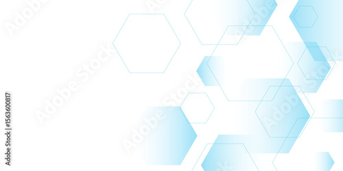 white and blue technology hexagonal abstract background. Abstract blue hexagon or digital technology background. Vector abstract graphic design banner pattern presentation background web template.	