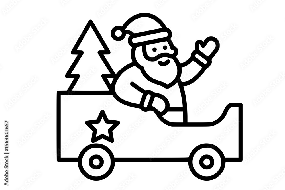 Vector Illustration of Santa Claus on a Christmas Parade Float Vector Illustration of Santa Claus on a Christmas Parade Float