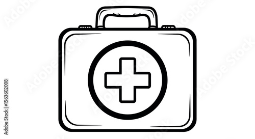 Medical first aid kit line vector illustration for health and emergency design