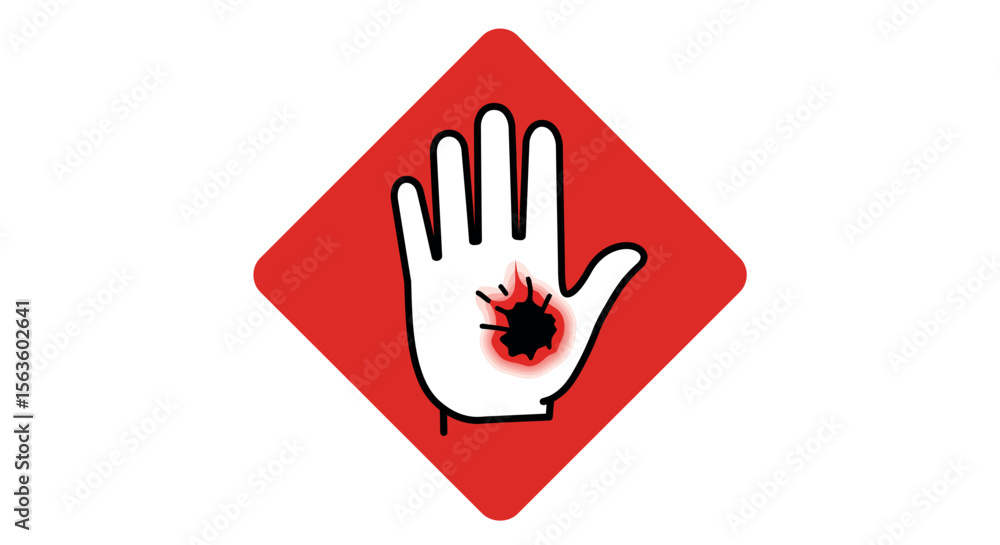 Obraz premium Stop hand sign vector illustration - red warning hazard symbol for safety signs and notices