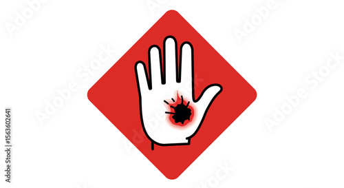 Stop hand sign vector illustration - red warning hazard symbol for safety signs and notices