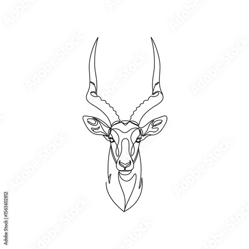 Line art illustration of antelope head