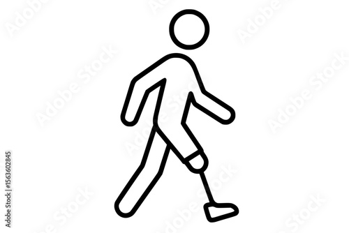 Vector Illustration of Person Walking with Prosthetic Leg Representing Mobility and Inclusion