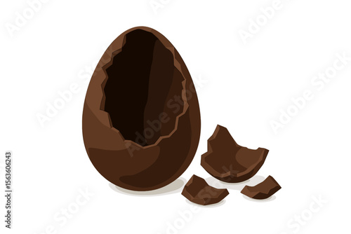 Chocolate egg with broken pieces showcasing a delicious treat perfect for festive celebrations and candy lovers