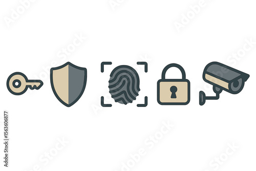 Security symbols represent protection and safety measures used in modern technology for personal and property safety