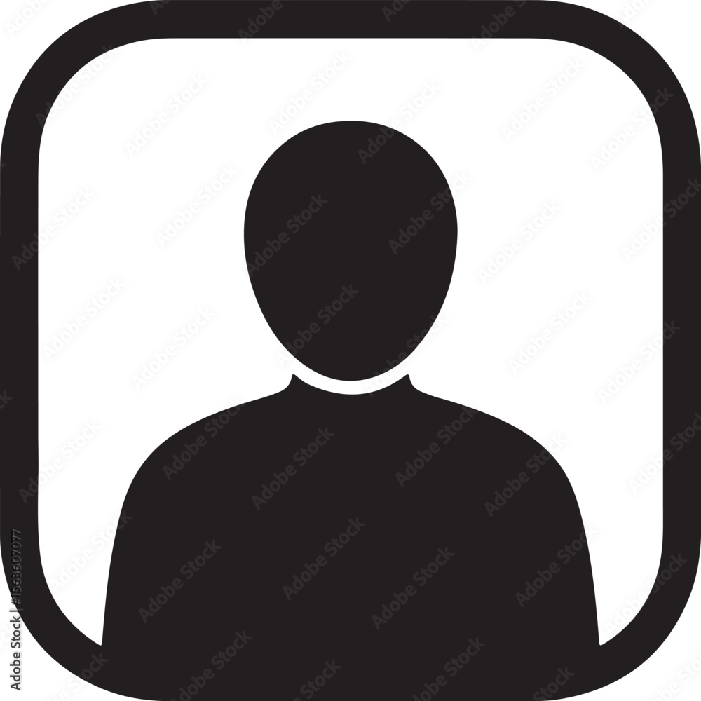 Black silhouette of a person within a rounded square frame profile icon Black silhouette of a person within a rounded square frame profile icon