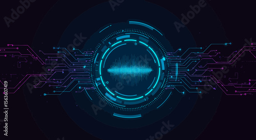 Futuristic audio spectrum visualizer, showcasing digital sound technology innovation