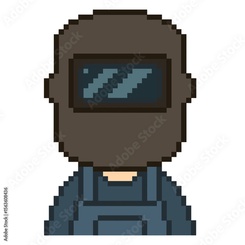 Flat Design Pixel Art Welder Illustration