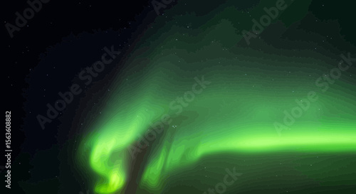 Enchanting aurora borealis display with ethereal green lights dancing across the night sky