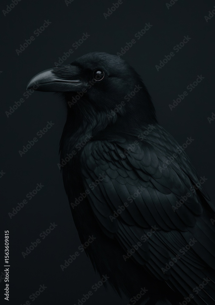 Fototapeta premium Majestic raven in dark profile.