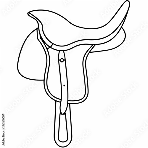 Black outline english saddle on white background equestrian horse tack