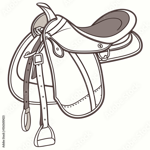 English saddle brown and white detail equestrian horse riding