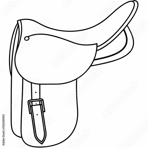 English saddle outline with strap and buckle equestrian horse riding