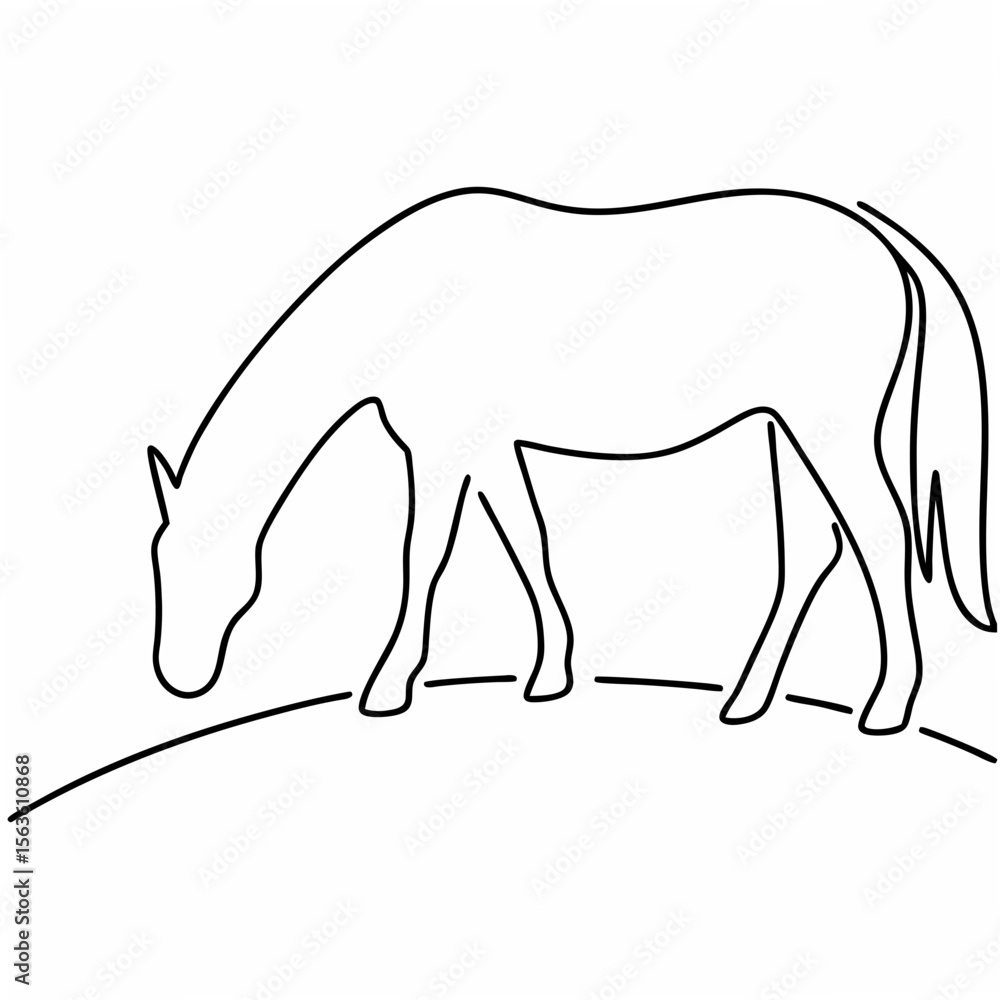 Obraz premium Horse grazing on a white background animal equine