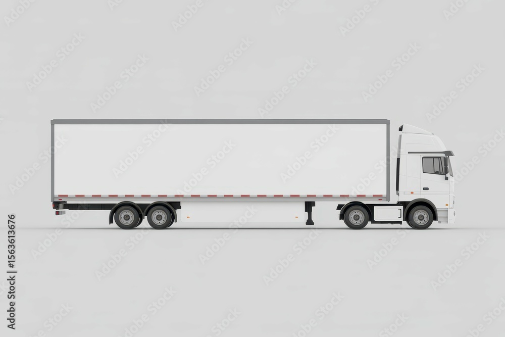 White logistic trailer truck or lorry model mock up, with empty blank space for text copy space or mockup design, high detail, 8k White logistic trailer truck or lorry model mock up, with empty blank space for text copy space or mockup design, high detail, 8k