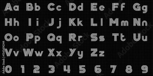 Retro Line Style Vector Font with Uppercase, Lowercase, and Numbers