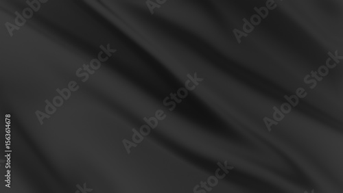 Elegant black silk satin fabric background with smooth texture and soft flowing waves backdrop design