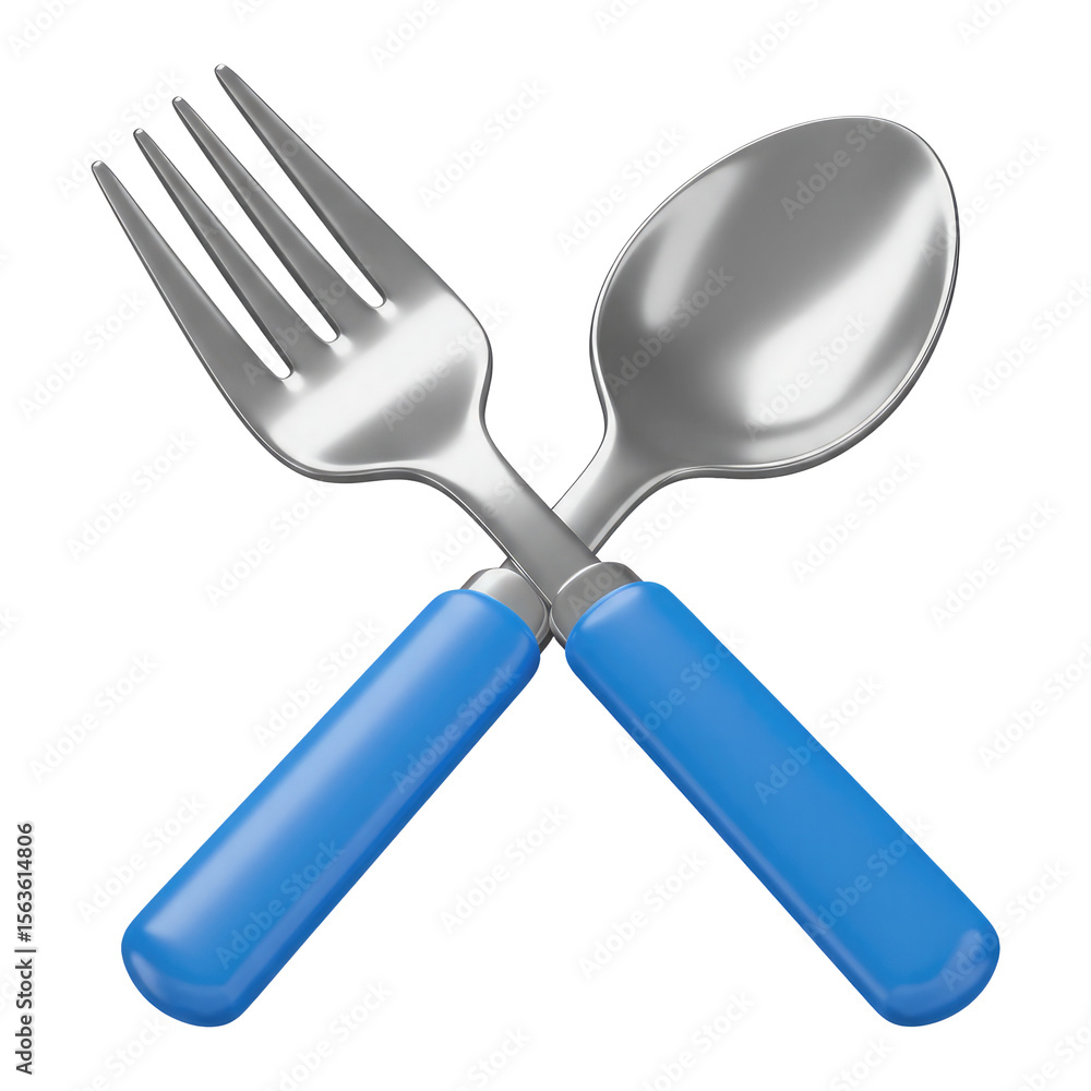 Fototapeta premium Crossed Fork and Spoon: A Symbol for Food, Dining, and Restaurants. Cut Out, Clipping Path Isolated on Transparent Background.