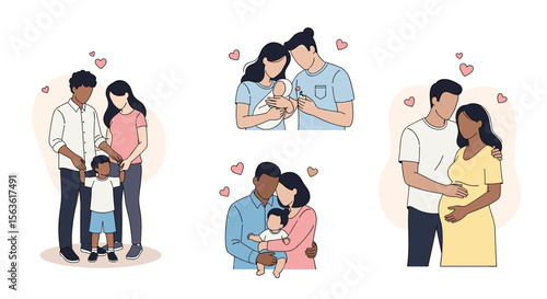 Diverse families celebrating love parenthood and new beginnings together in warm embrace