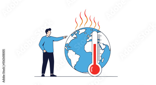 Global warming affects planet earth with rising temperatures and causes environmental crisis affecting everyone worldwide