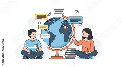 Young learners exploring global cultures and languages through interactive learning activities