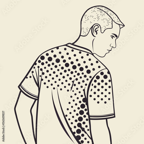 An interesting random dot pattern, offering a unique and textured visual for contemporary apparel.