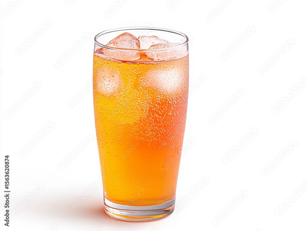 Refreshing orange soda with ice cool and fizzy summer beverage ice Refreshing orange soda with ice cool and fizzy summer beverage ice
