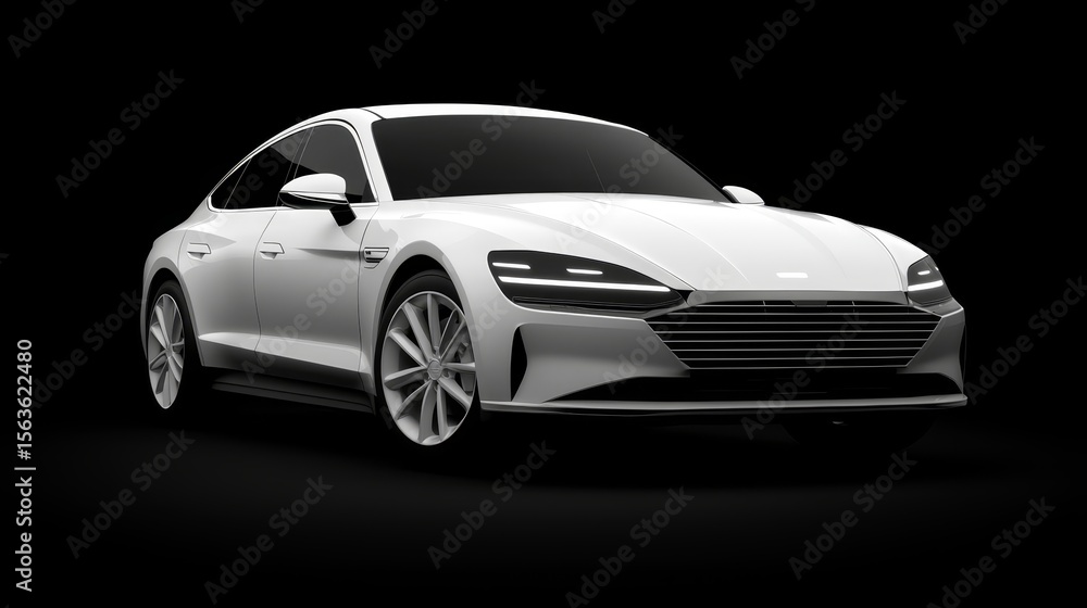 Sleek white car on black automotive photography capturing luxury and style Sleek white car on black automotive photography capturing luxury and style