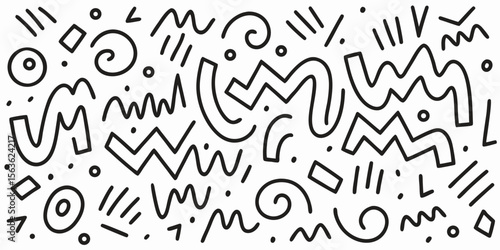 Abstract 90s Style Doodle Pattern Background