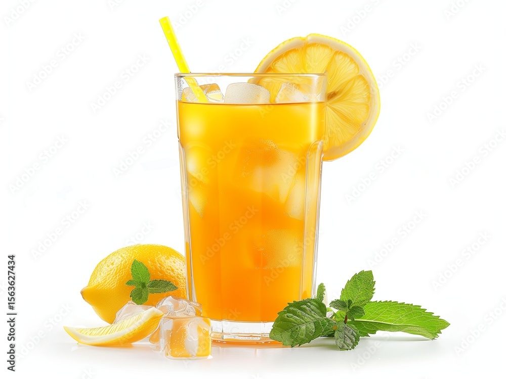 Fototapeta premium Tropical Drink with Fruit Garnish