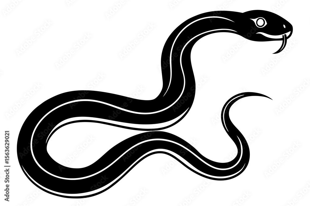 Fototapeta premium snake silhouette vector illustration white background