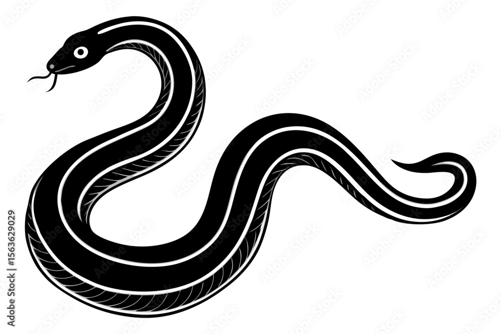 Obraz premium snake silhouette vector illustration white background