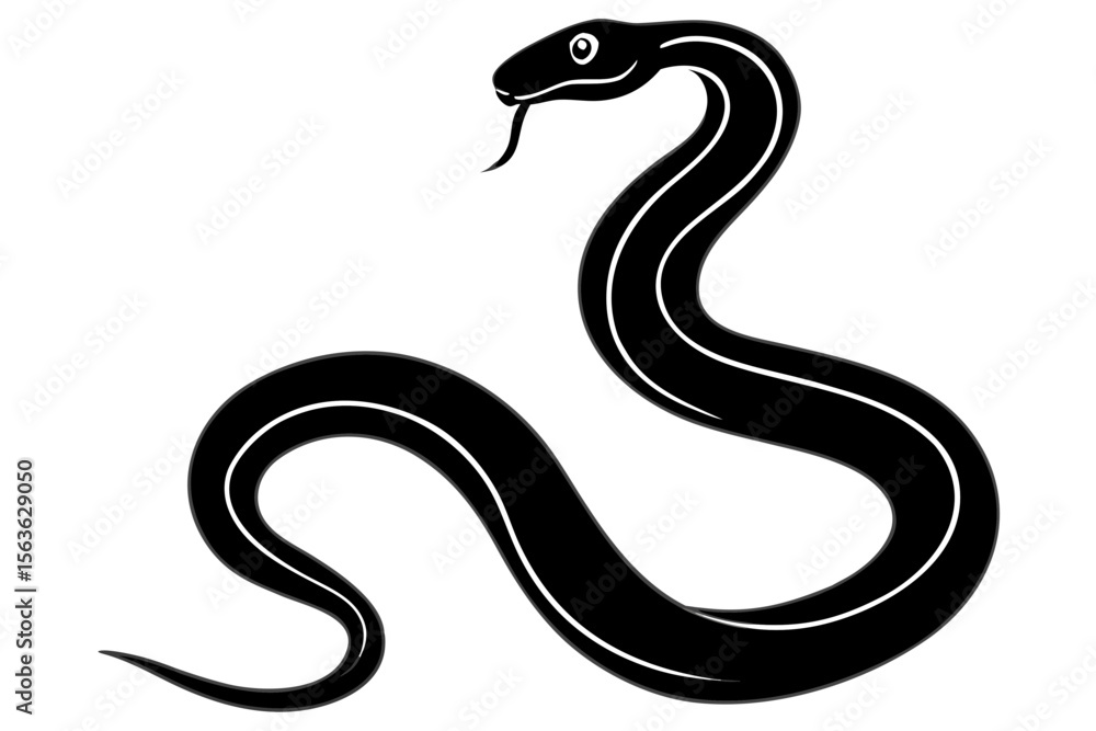 Fototapeta premium snake silhouette vector illustration white background